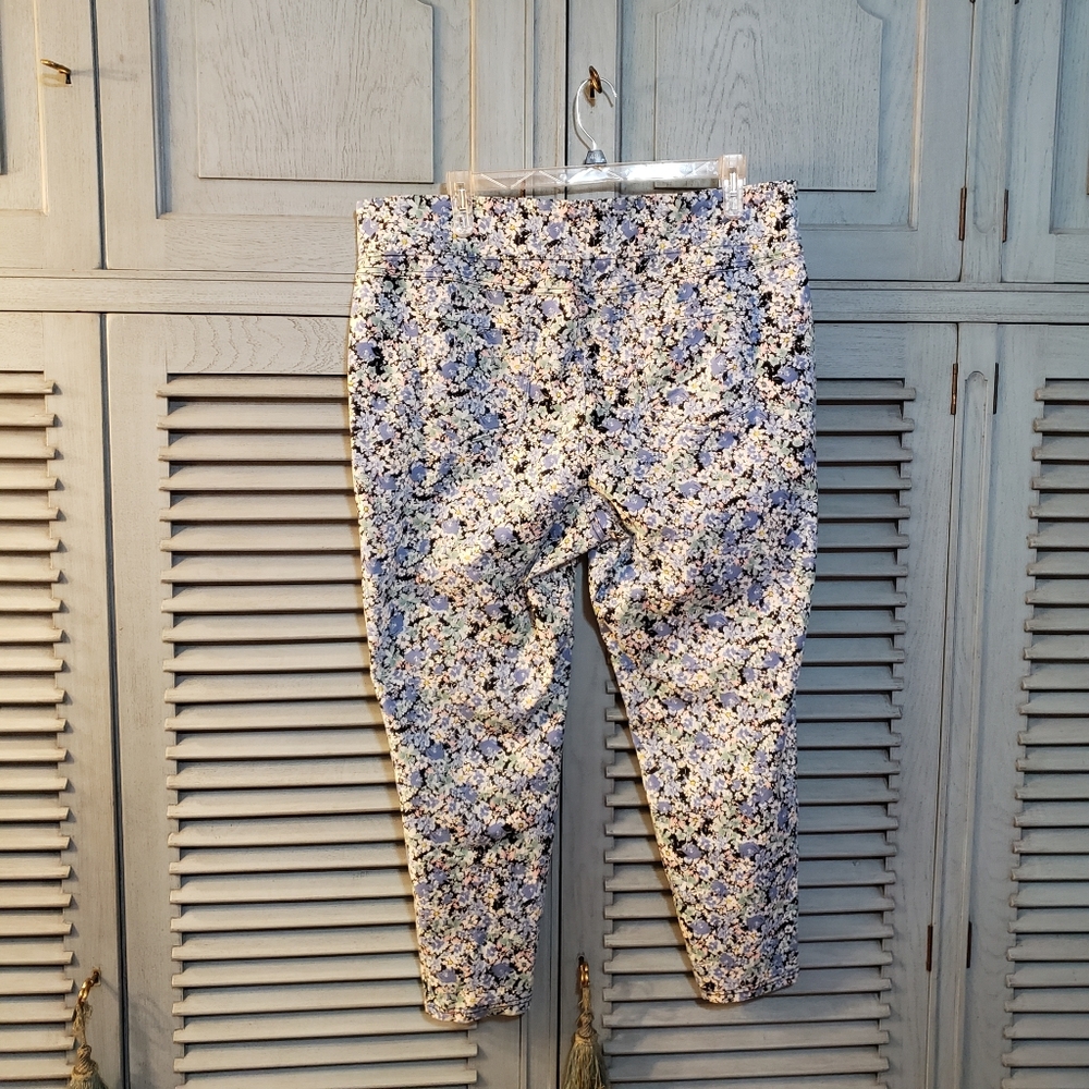🖤Terrace & Sky Women's Black With Blue & Green Flowers Capris Size 20W-22W🖤 - Picture 2 of 4